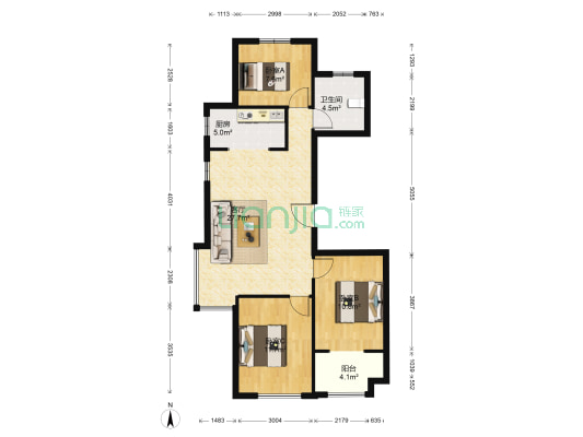 泓润华府 3室1厅1卫 106平方
