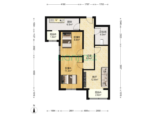 合顺家园 2室1厅1卫 81平方