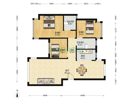 贵龙和悦府 3室1厅2卫 113平方