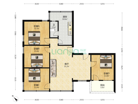 祝屋一巷 4室1厅1卫 102平方