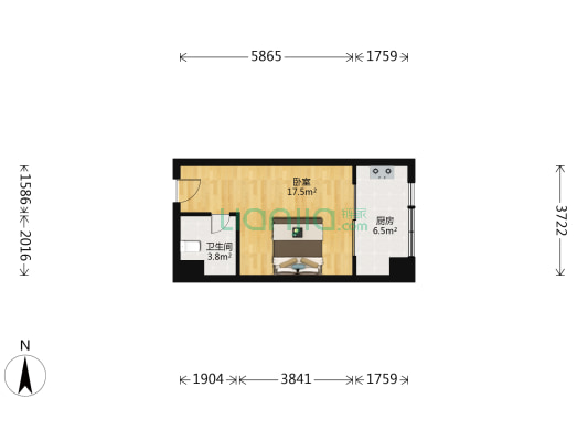 紫薇曼哈顿 1室0厅1卫 45平方