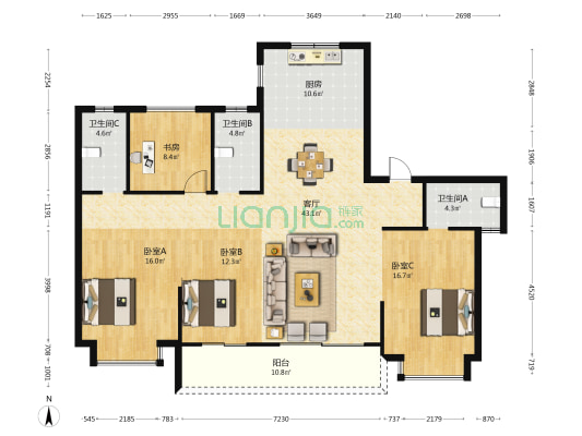 卓越·天鑽 4室1厅3卫 175平方
