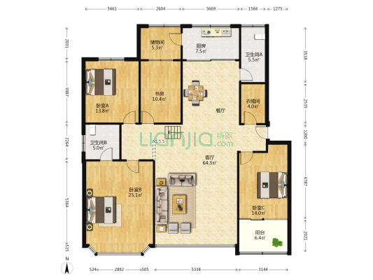 花园路152-1号 4室1厅2卫 192平方