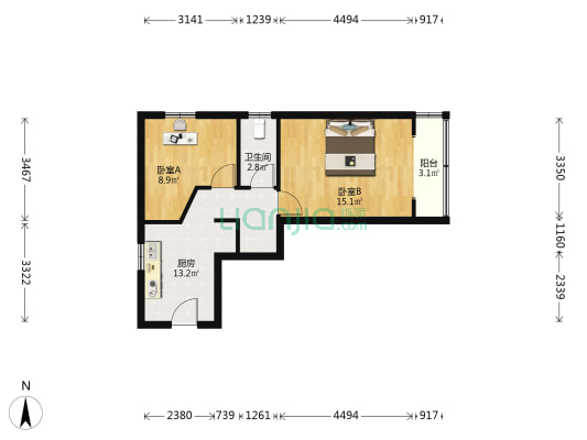 宛平南路278号 2室0厅1卫 54平方