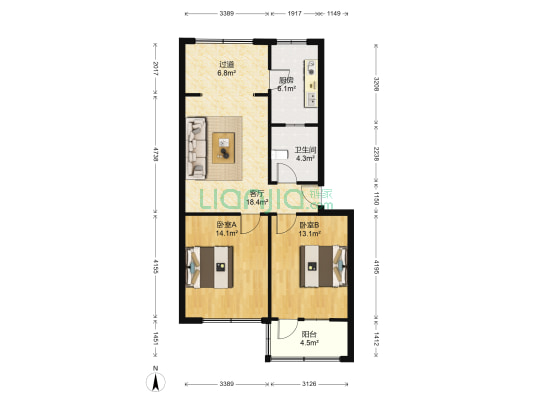 工商局家属院 2室1厅1卫 81平方