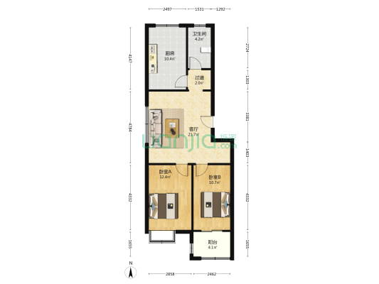 九龙山社区 2室1厅1卫 85平方