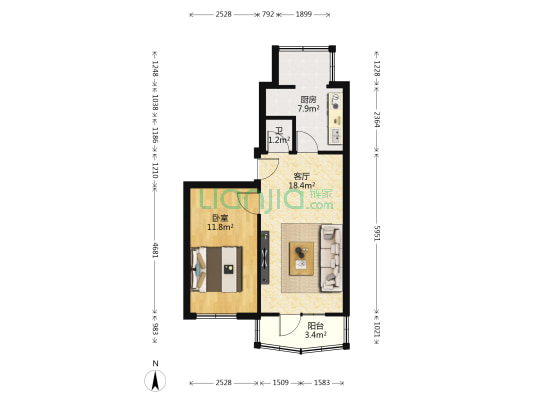 红九小区 1室1厅1卫 41平方