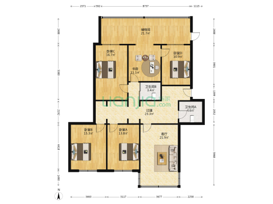 富春如意花园 5室1厅2卫 140平方