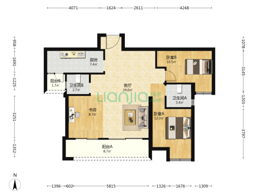 海伦堡海悦世界 3室1厅2卫 116平方