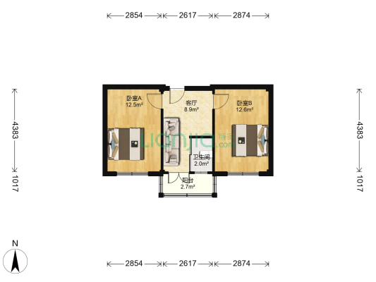 友好小区 2室1厅1卫 51平方