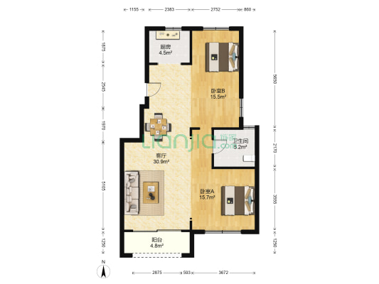 华岳西丽海岸 2室1厅1卫 96平方