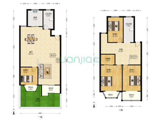 依爱城市花园 4室1厅2卫 196平方