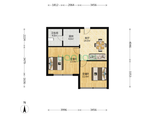 永泰国际广场 2室1厅1卫 70平方