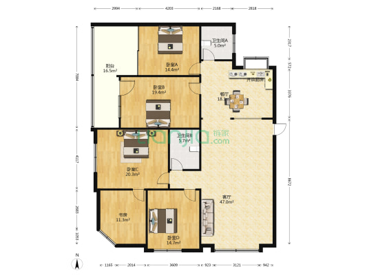 相府路24号 5室2厅2卫 188平方