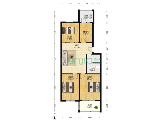 英雄山路150到220号 3室1厅1卫 100平方