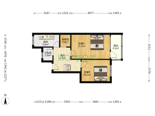 明霞路小区 2室1厅1卫 59平方