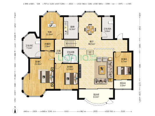 碧天家园 4室1厅3卫 169平方
