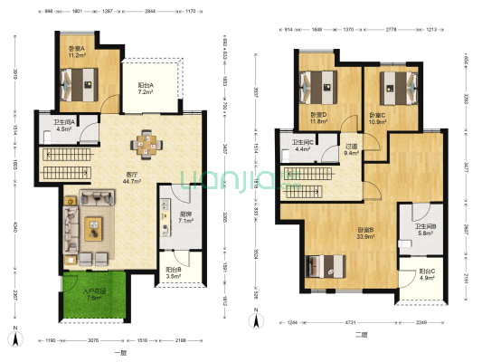 水天花园 4室1厅3卫 185平方