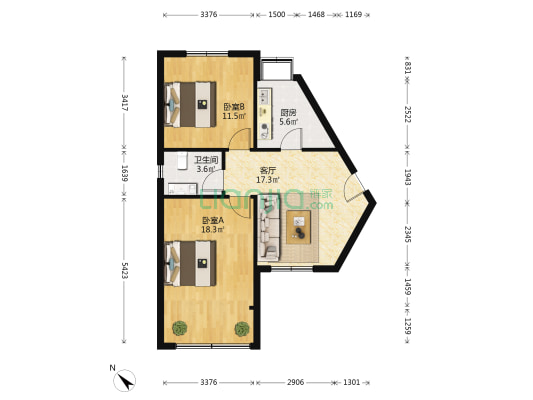省国资委小区 2室1厅1卫 69平方