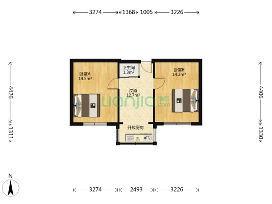 神州小区 2室0厅1卫 53平方
