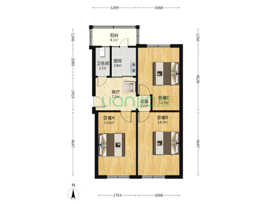 铁路小区 3室1厅1卫 72平方