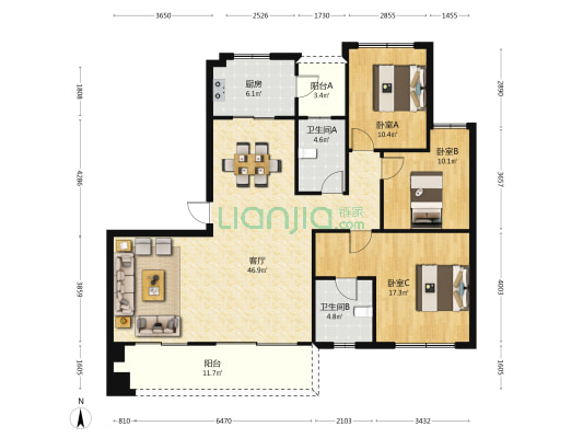 隆腾凌云府 3室1厅2卫 138平方