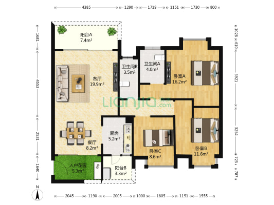 荔园悦享星醍 3室2厅2卫 119平方