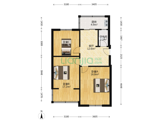 十号大院 3室1厅1卫 70平方