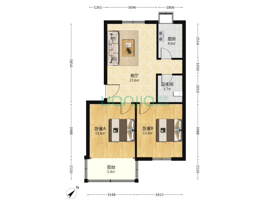 喻家湖社区医疗器械小区 2室1厅1卫 78平方