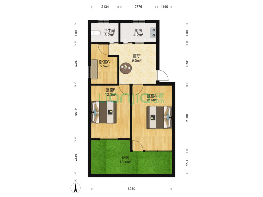 虹蛘路 3室1厅1卫 62平方