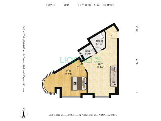 耀文大厦 1室1厅1卫 63平方