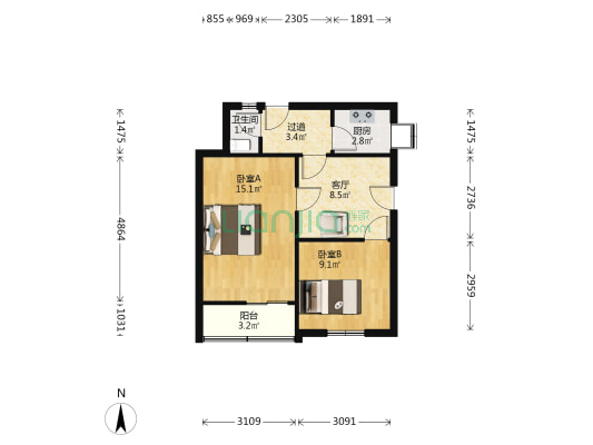 黄陂街4号 2室1厅1卫 57平方