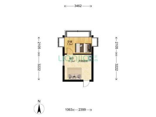 人民中路 1室1厅0卫 23平方