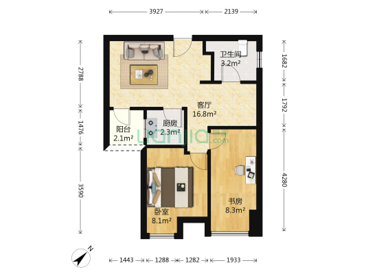 天朗锦邸 2室1厅1卫 55平方