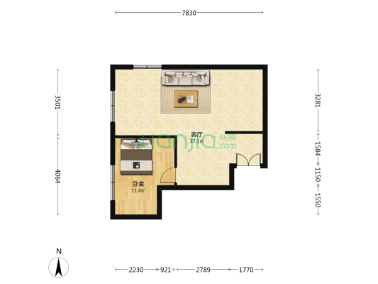 泰合广场 1室1厅0卫 90平方