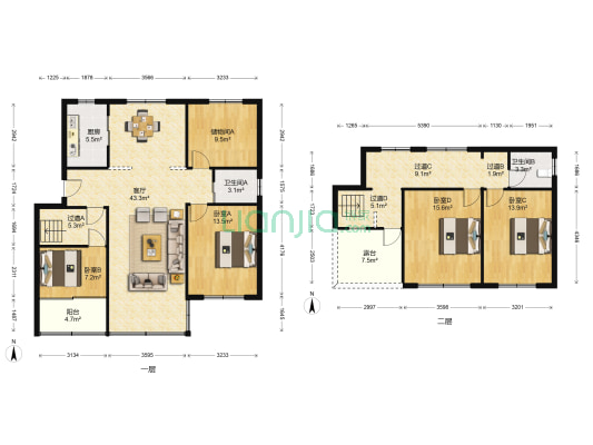 大地公寓 4室1厅2卫 162平方