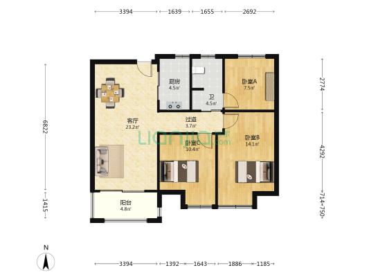 望潜华庭 3室1厅1卫 99平方