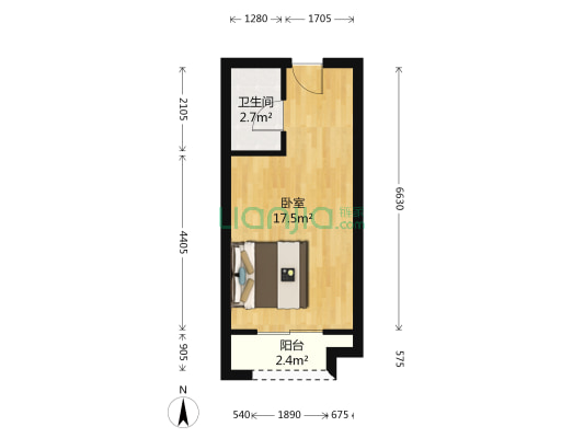 碧桂园嘉誉 1室0厅1卫 30平方