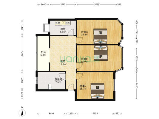 新福路16号水利局宿舍 3室1厅1卫 72平方