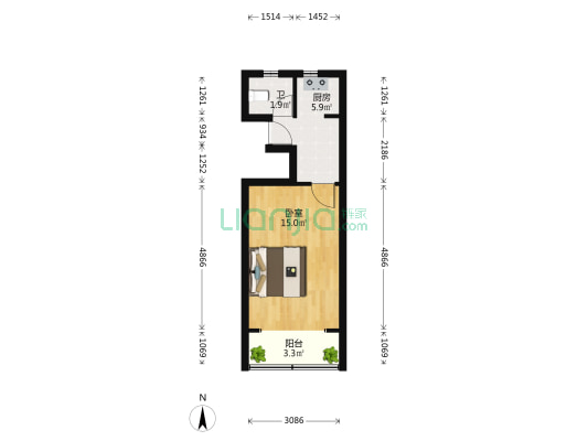 玉四小区 1室0厅1卫 36平方