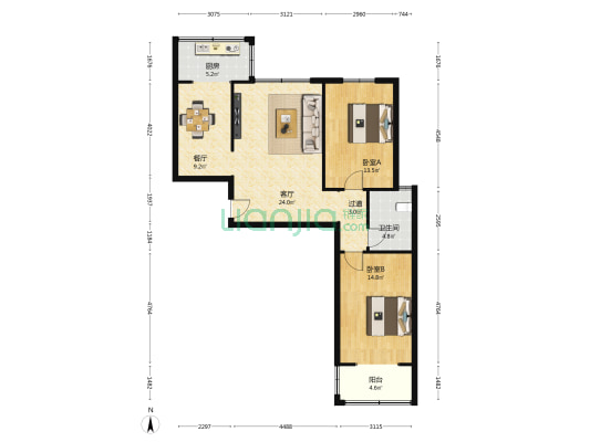 天林苑小区 2室2厅1卫 99平方