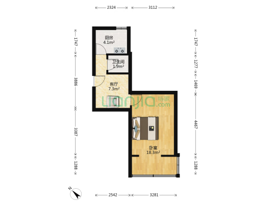 鼓楼北三街80号 1室1厅1卫 37平方