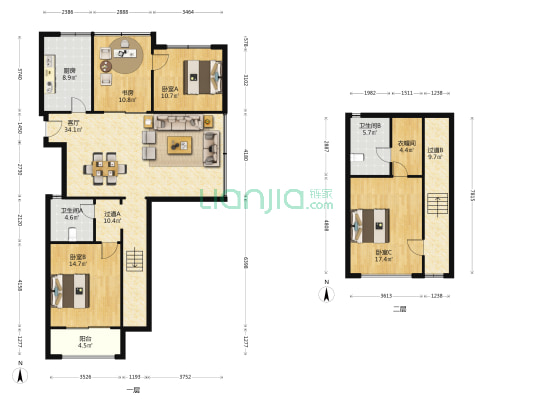 山水美庐 4室1厅2卫 102平方