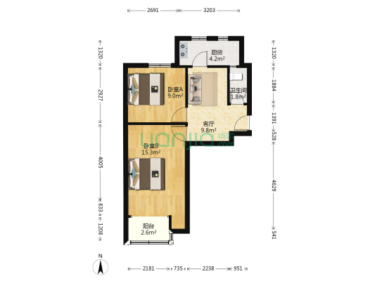 核五院家属院 2室1厅1卫 48平方
