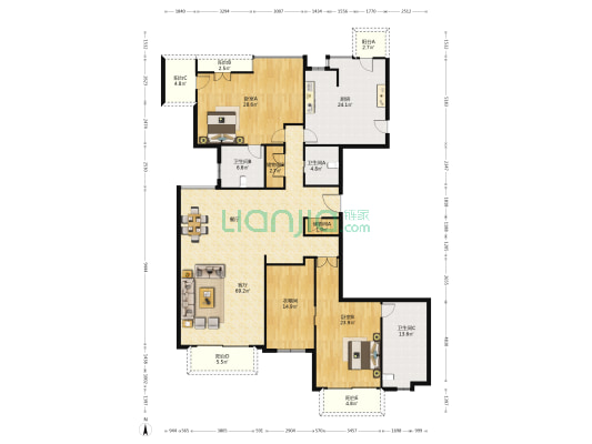 兰庭 2室1厅3卫 277平方