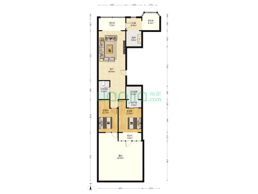 公园一品 2室1厅3卫 146平方