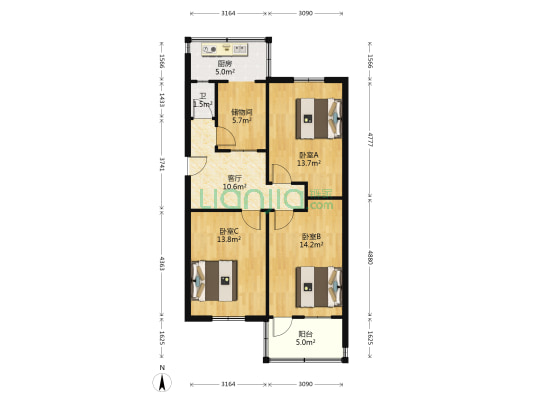 边庄小区东区 3室1厅1卫 79平方