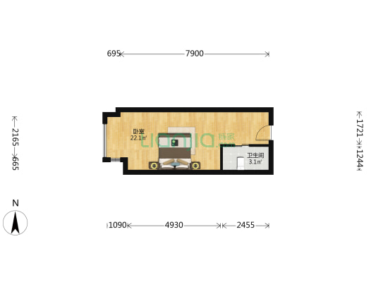吾悦广场 1室0厅1卫 38平方