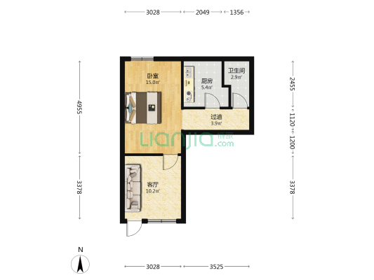 次南巷1号 1室1厅1卫 47平方