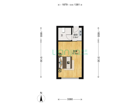 聚金商厦 1室0厅1卫 36平方